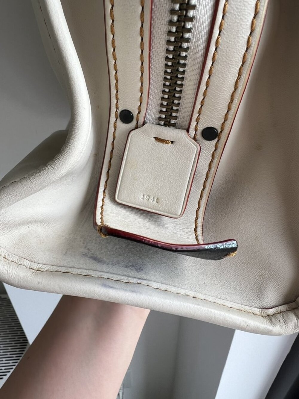 Coach 1941 Rogue 30 Car Sequin Coupe Chalk Cream White Purse 20315 Authentic - Picture 14 of 16